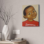 Canvas Stretched, 1 5'' Wall Art - Boy Innovator Bold Color Red Tan Navy